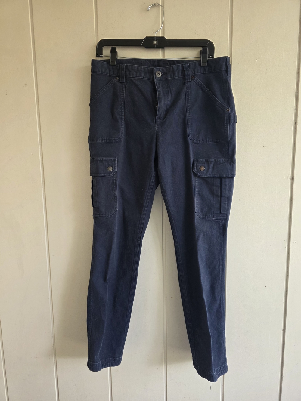 Duluth Trading Co Curvesetter 12x31 Blue Cargo Straight Leg Pants Womens